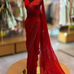 Lushkara Red Sequin Saree with Embroidered Detailing