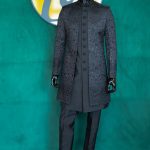 Lushkara Black Sherwani with Tonal Embroidery and Sequins for Men