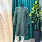 Lushkara Dark Green Mens Kurta Set with White Pajama