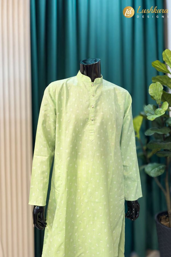 Lushkara Light Green Mens Kurta Set with White Pajama