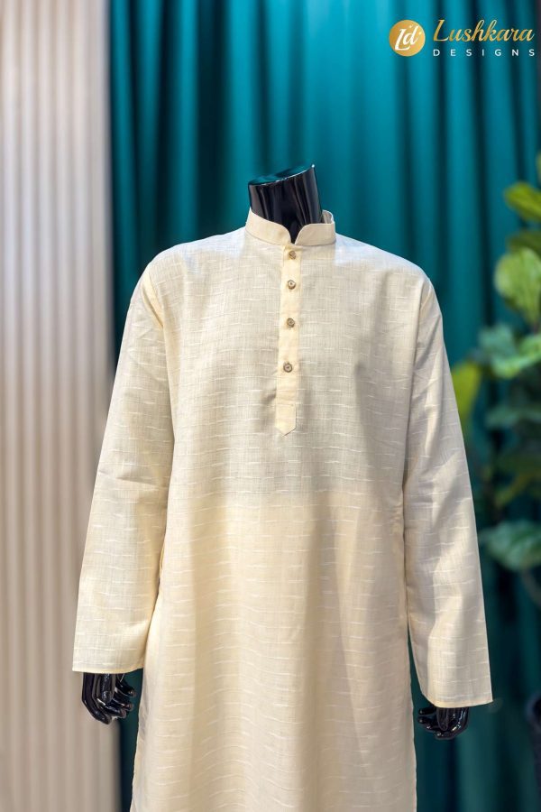 Lushkara Light Yellow Mens Kurta Pajama Set