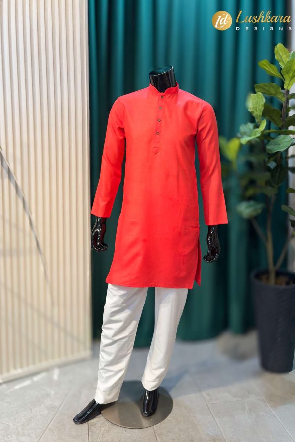 Lushkara Red Mens Kurta Pajama Set