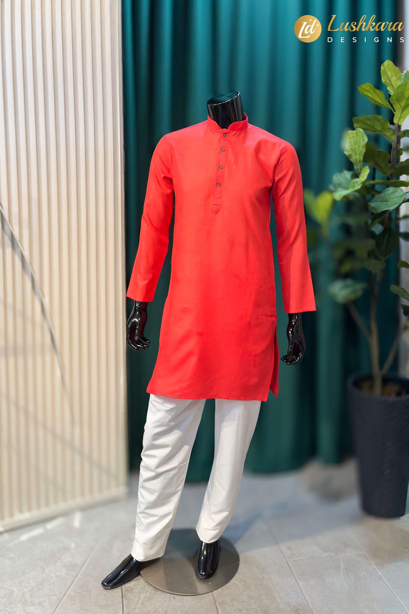 Lushkara Red Mens Kurta Pajama Set
