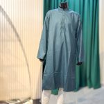 Lushkara Teal Blue Solid Mens Kurta Set with White Pajama