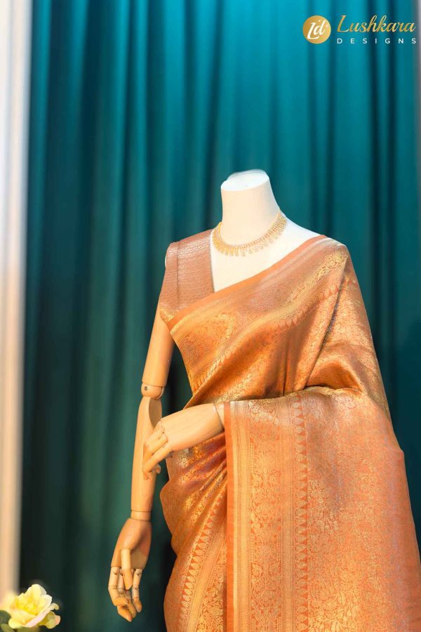 Lushkara Bronze Gold Banarasi Silk Saree