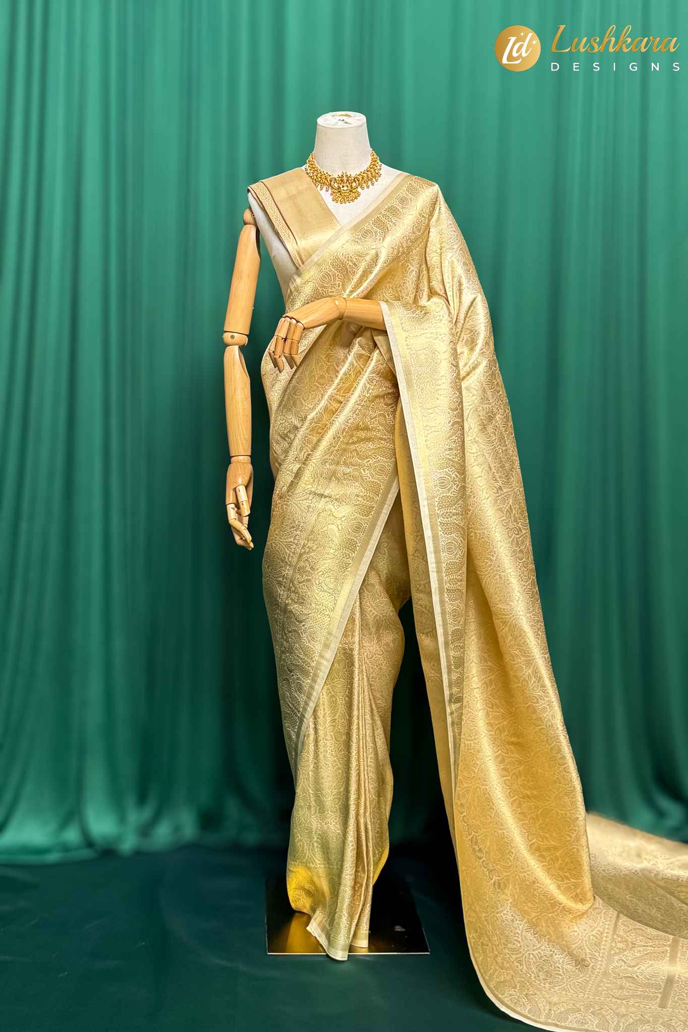 Lushkara Golden Banarasi Silk Saree