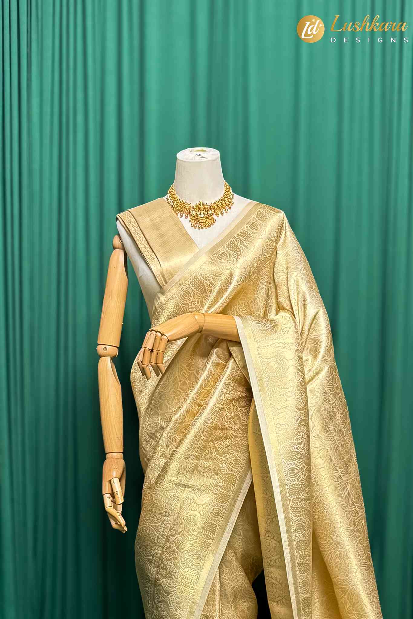 Lushkara Golden Banarasi Silk Saree