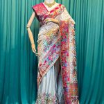 Lushkara Beige Banarasi Saree with Multicolor Border