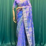 Lushkara Lavender Banarasi Saree with Silver Zari Weaving
