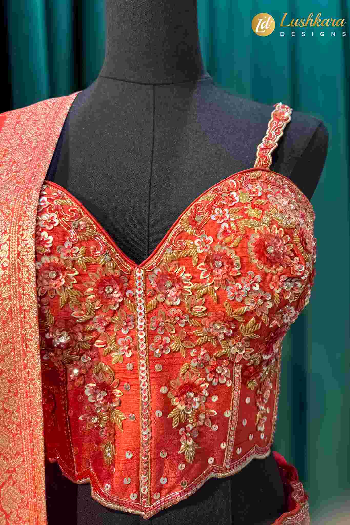 Lushkara Red Embroidered Lehenga Set with Dupatta
