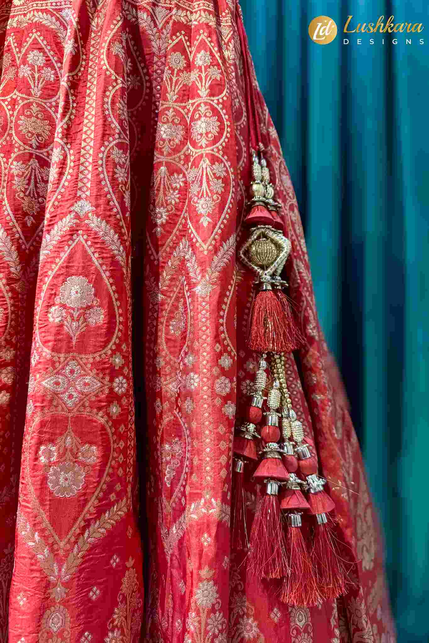 Lushkara Red Embroidered Lehenga Set with Dupatta