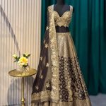 Lushkara Grey and Gold Embroidered Lehenga Set with Dupatta