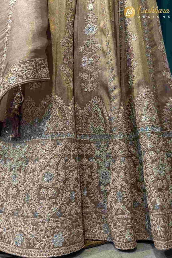 Lushkara Golden Embroidered Lehenga Set with Dupatta