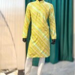 Lushkara Green Printed Mens Kurta Set with White Pajama