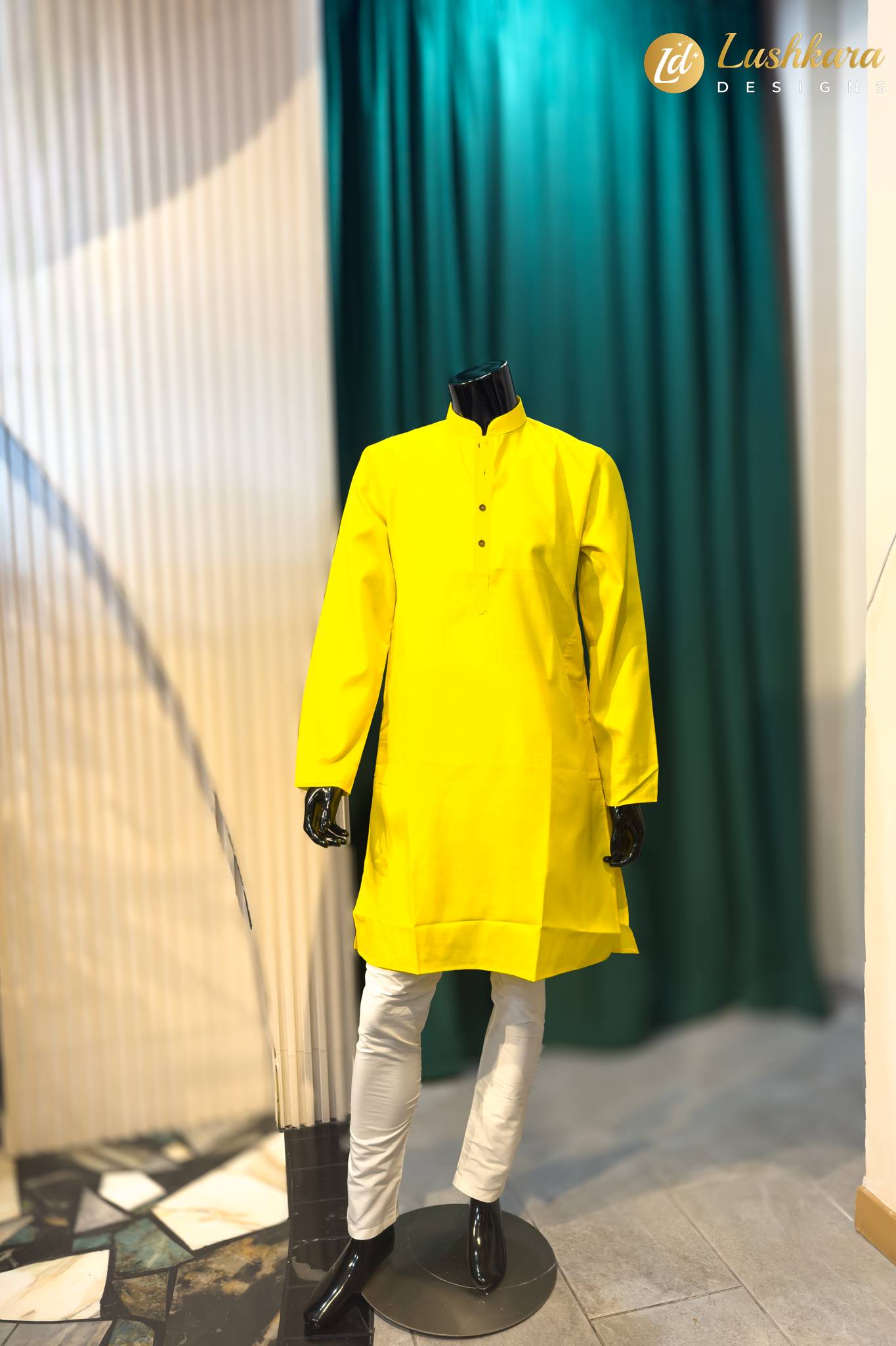 Lushkara Yellow Mens Kurta Pajama Set