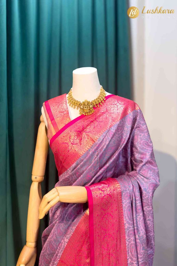 Lushkara Purple and Pink Banarasi Silk Saree