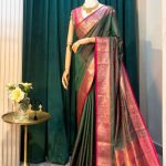 Lushkara Green and Pink Banarasi Silk Saree