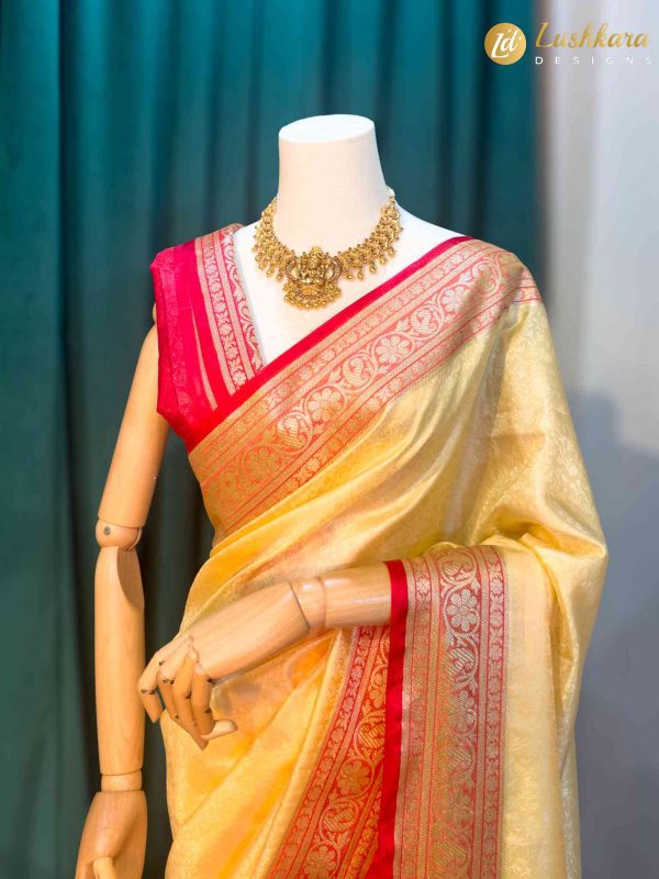 Lushkara Yellow and Red Banarasi Silk Saree