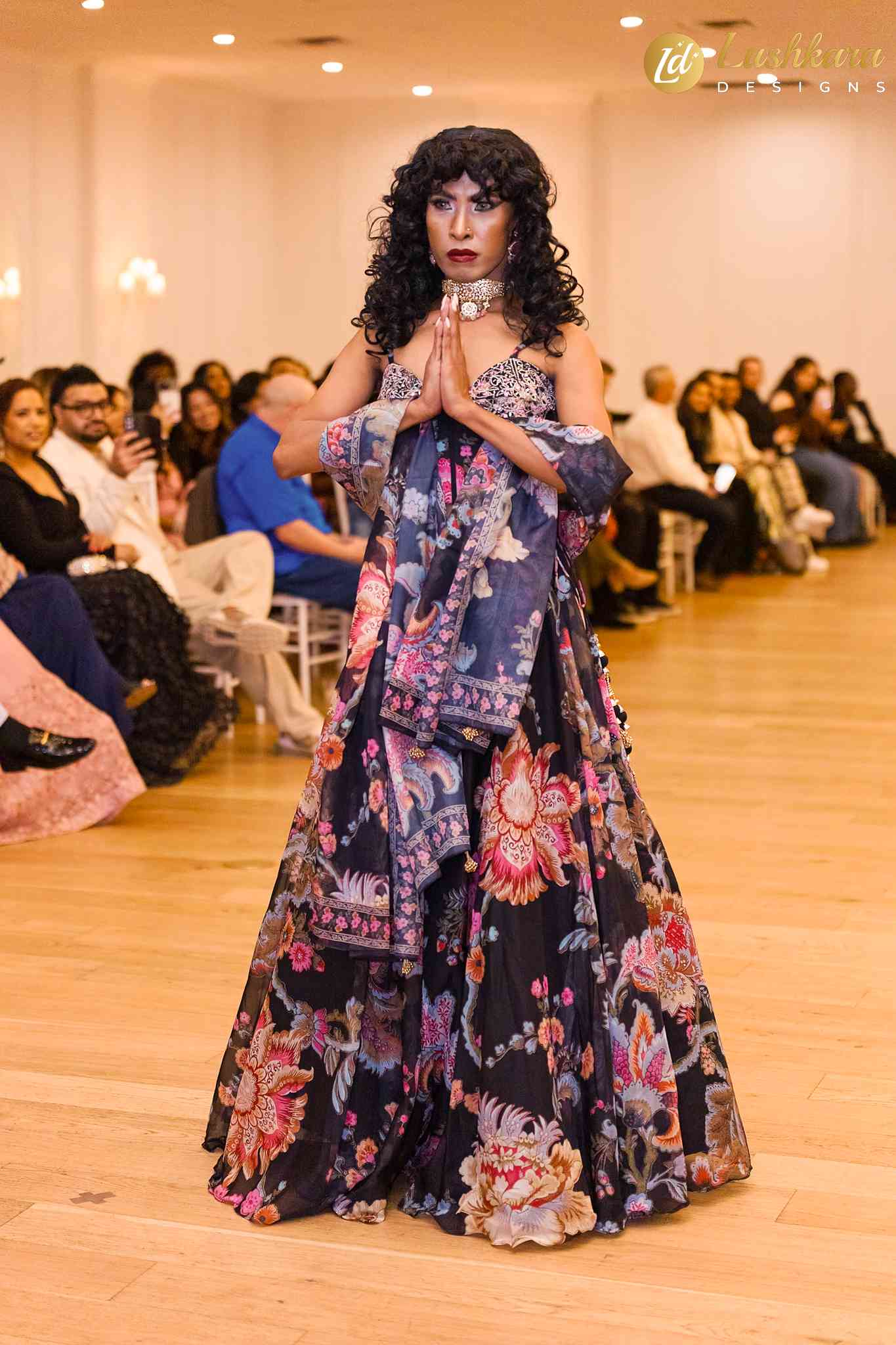 Lushkara Black Floral Printed Lehenga Set