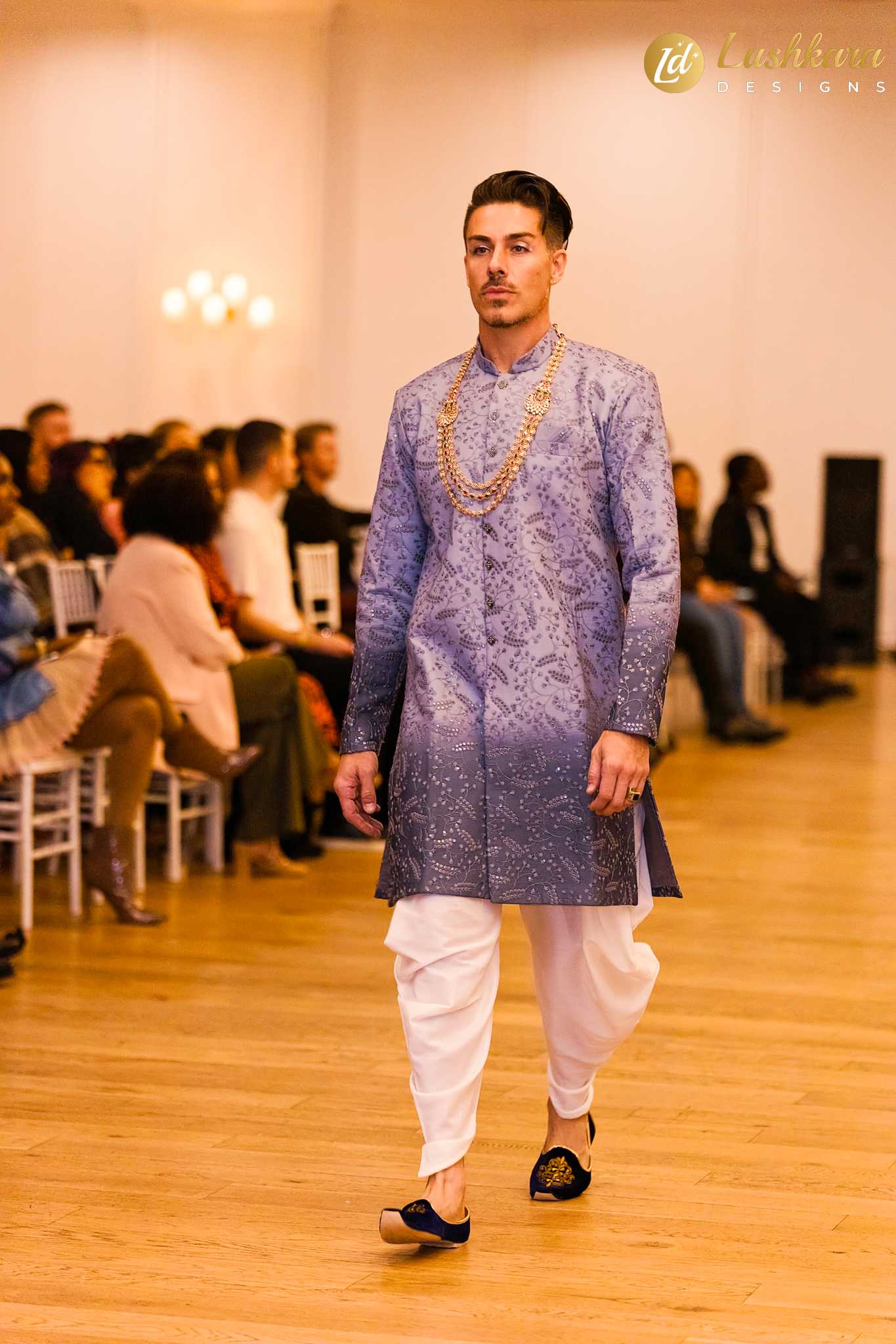 Lushkara Grey Ombre Embroidered Sherwani Set