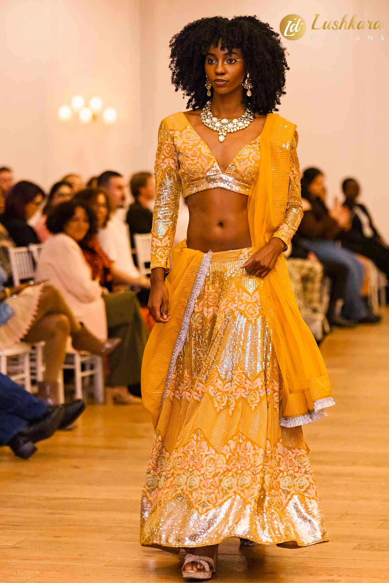 Lushkara Yellow Sequin Embroidered Lehenga Set