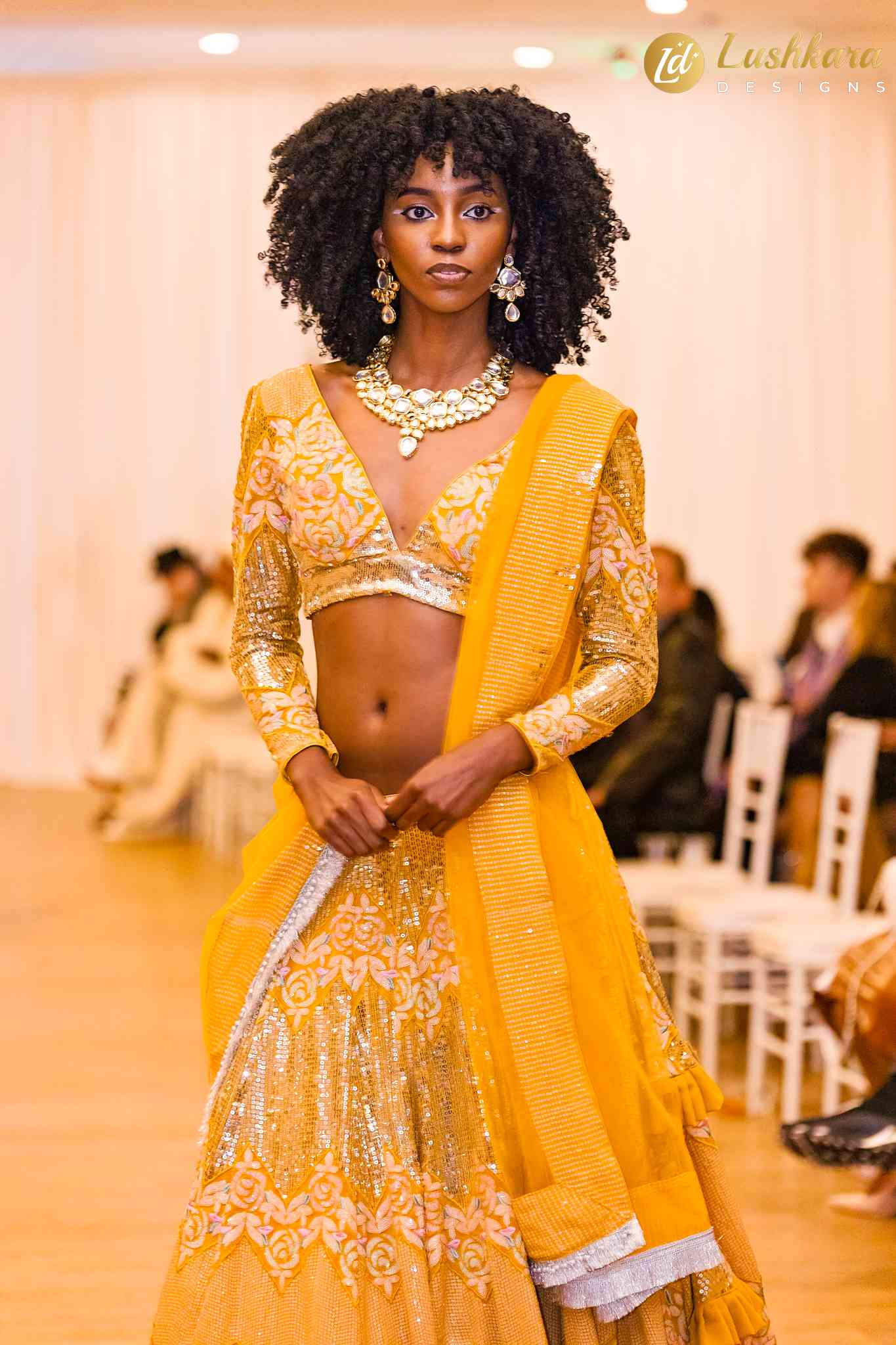Lushkara Yellow Sequin Embroidered Lehenga Set