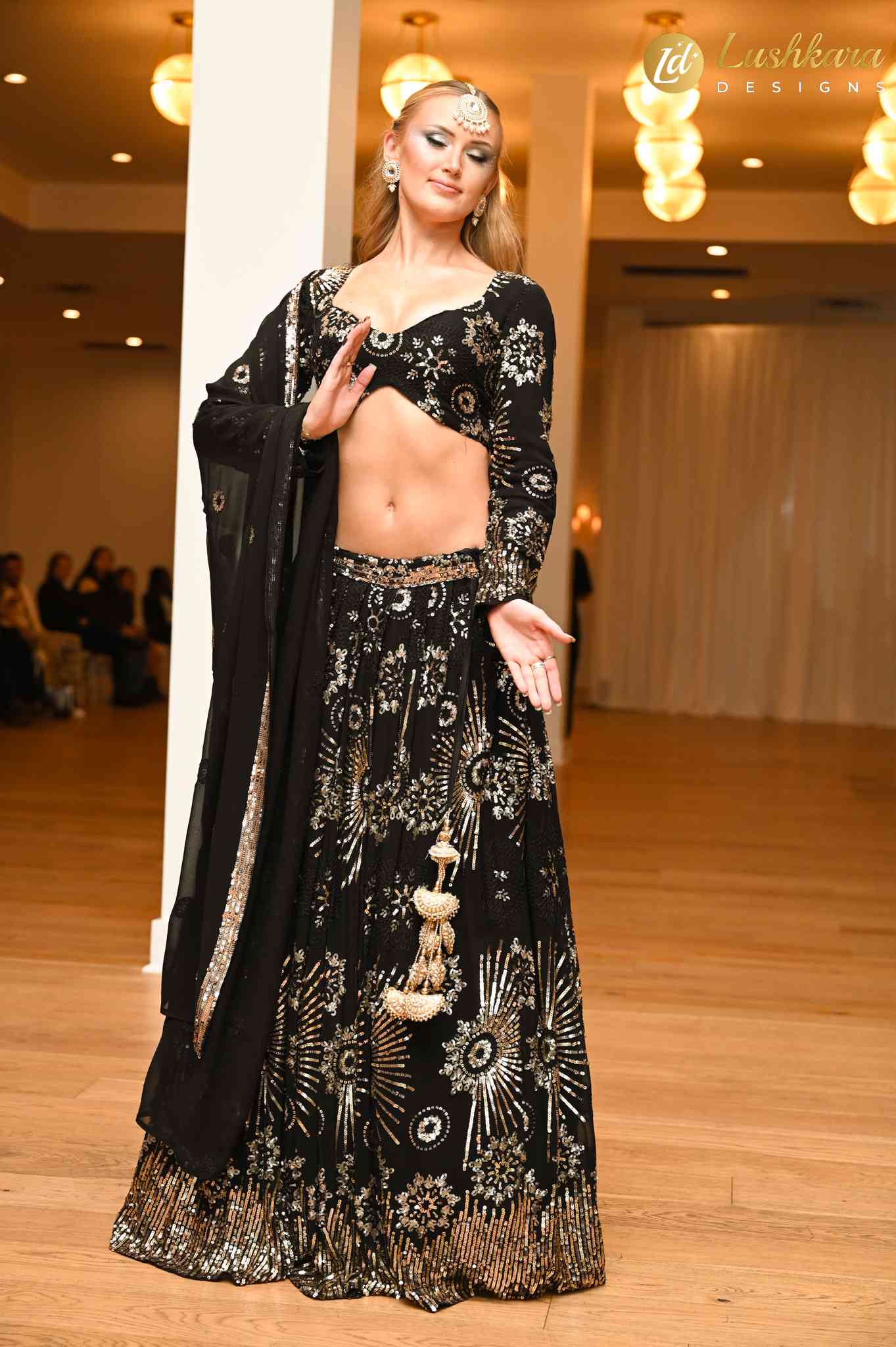 Lushkara Black Sequin Embroidered Lehenga Set - Image 3