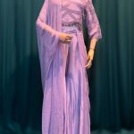 Lushkara Lavender Draped Coord Set with Bead Work Blouse