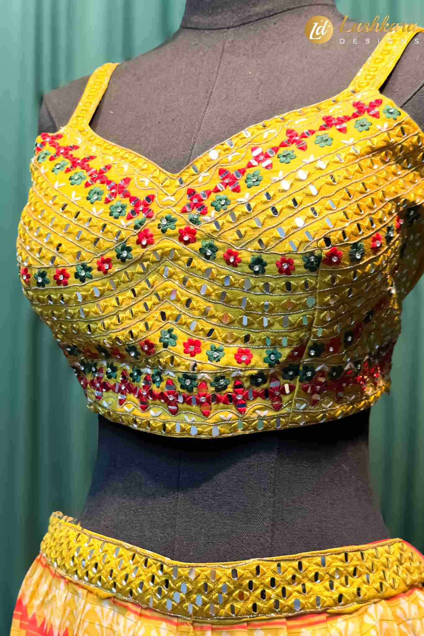 Lushkara Yellow Mirrorwork Cape & Palazzo Set