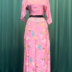Lushkara Pink Floral Crop Top With Palazzo Set
