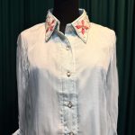 Light Blue Embroidered Collar Long Shirt