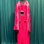 Lushkara Hot Pink Indo Western Cape Set with Embroidery