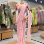 Lushkara Blush Pink Embroidered Organza Saree