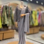 Lushkara Ash Grey Sequin Jacket Saree