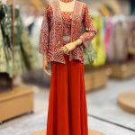 Lushkara Burnt Orange Embroidered Indo Western