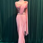 Lushkara Blush Pink Pleated Saree with Sequin Blouse