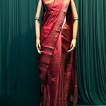 Lushkara Red Silk Saree with Gold Zari Border