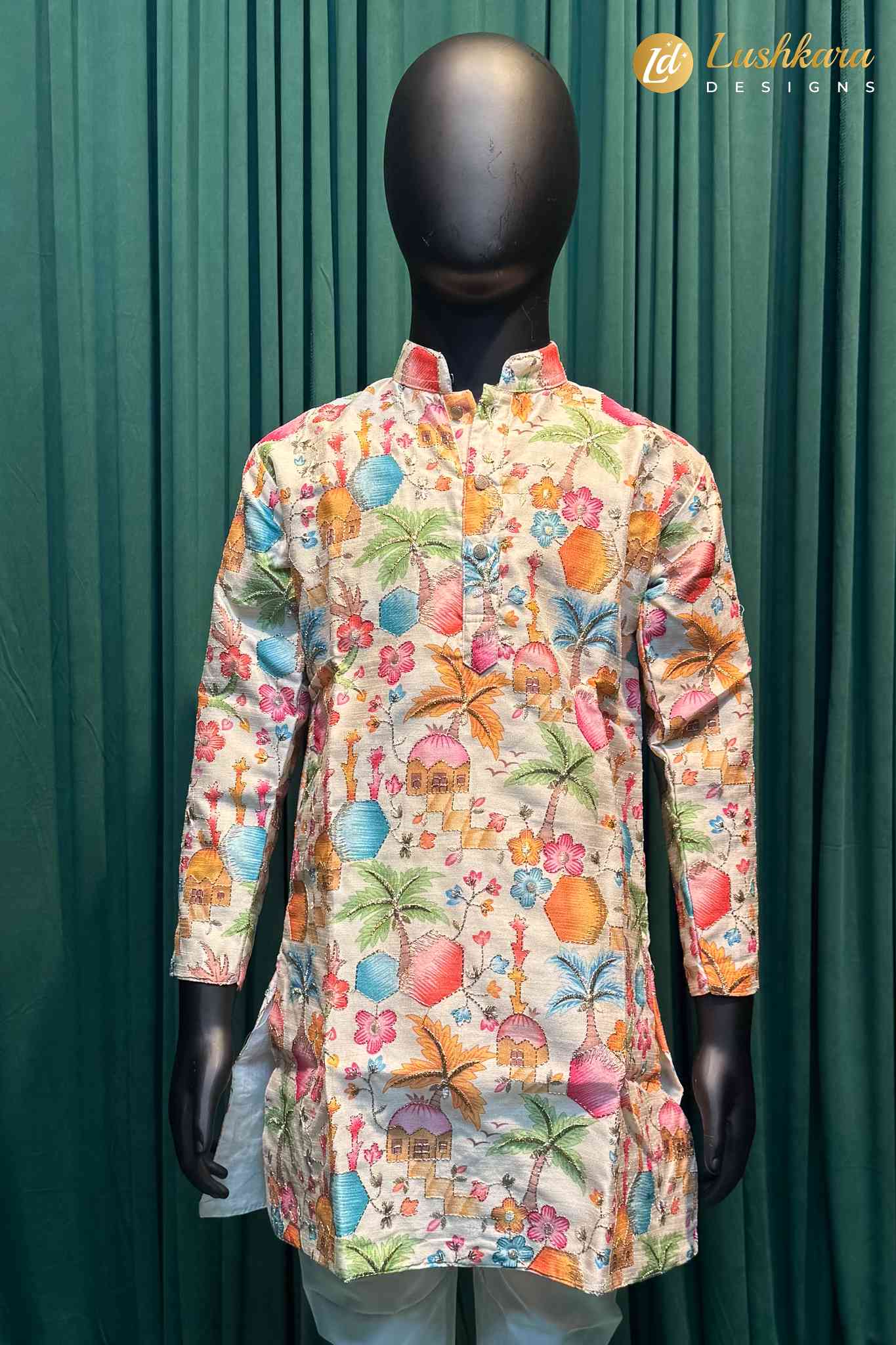 Lushkara Multicolor Printed Kids Kurta Set