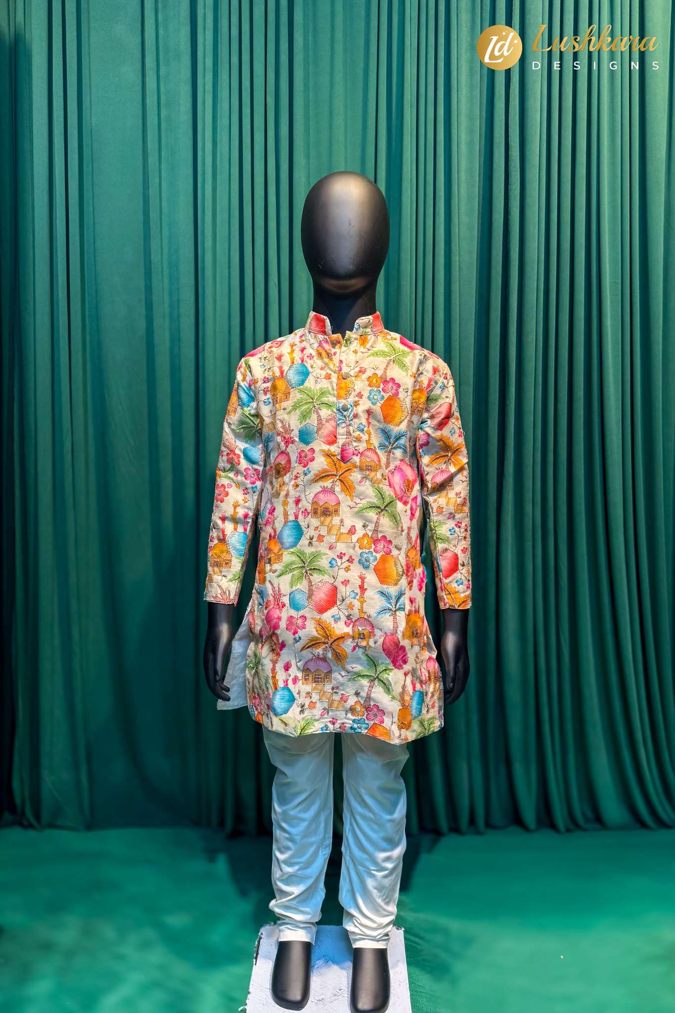 Lushkara Multicolor Printed Kids Kurta Set