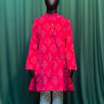 Lushkara Pink Printed Kids Kurta Set