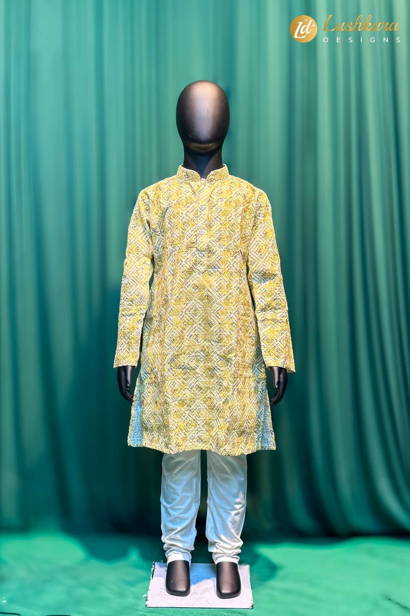 Lushkara Yellow Geometric Printed Pattern Kurti