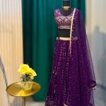 Lushkara Purple Embroidered Lehenga Set with Net Dupatta