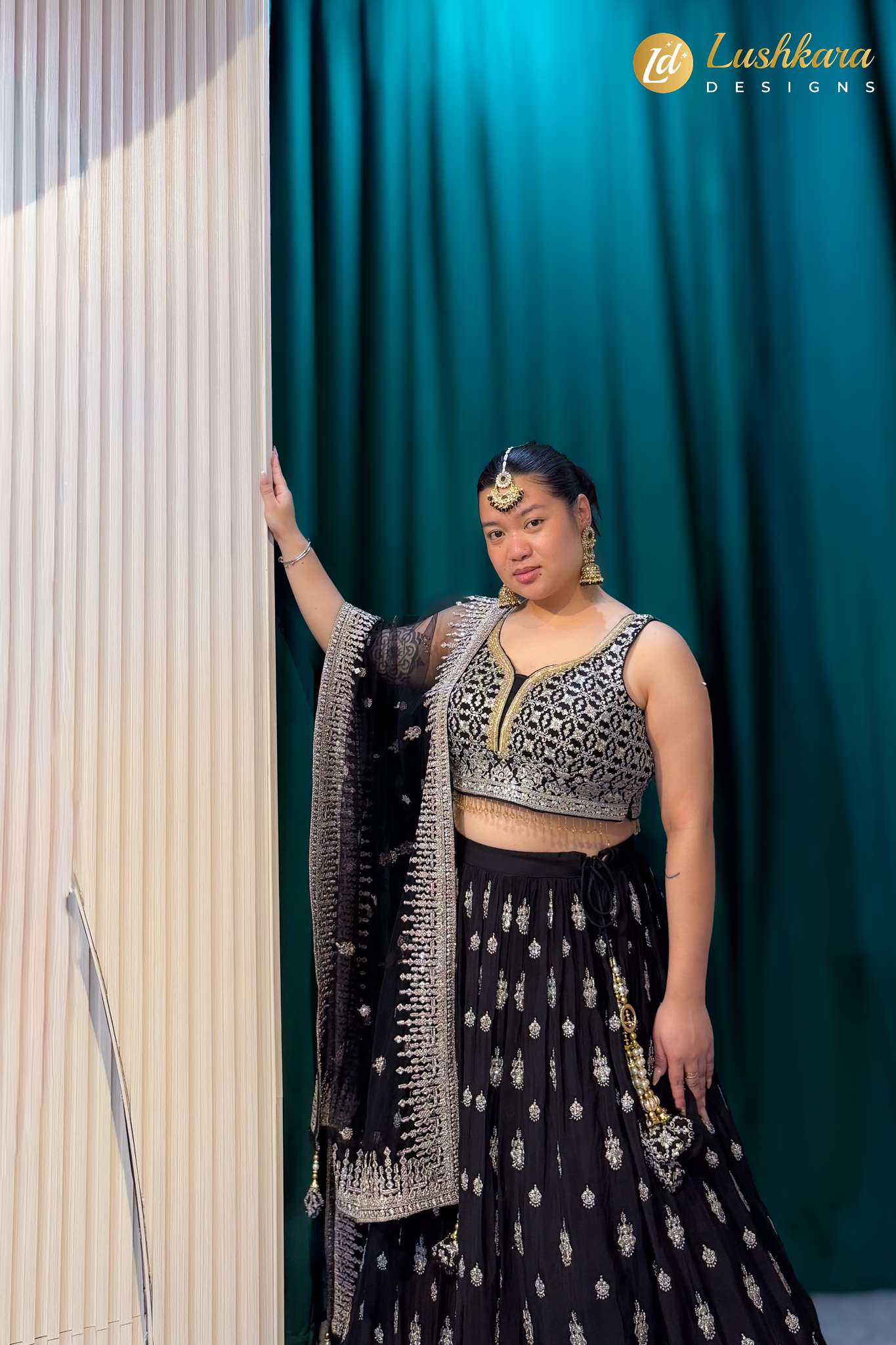 Lushkara Black Silver Embroidered Lehenga Set