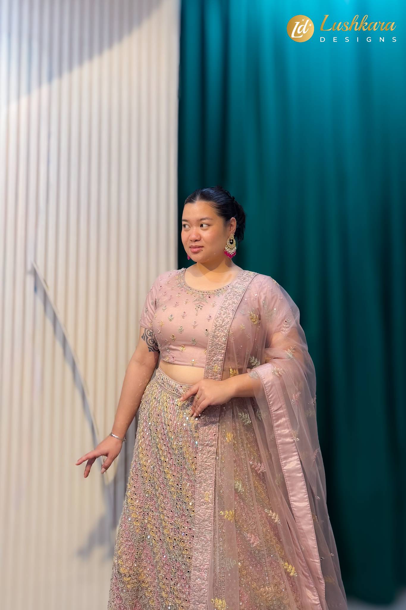 Lushkara Blush Pink Embellished Lehenga Set