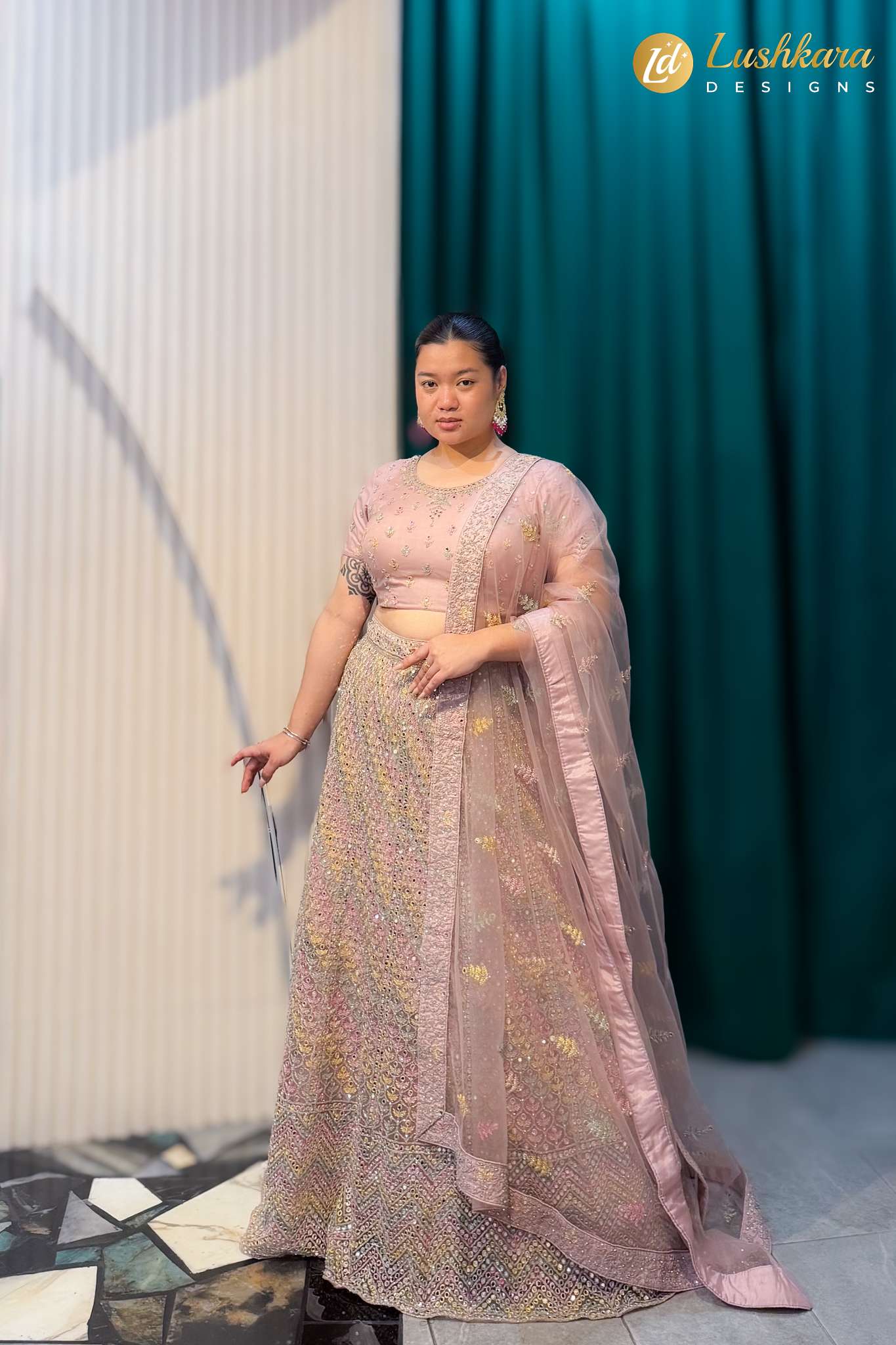 Lushkara Blush Pink Embellished Lehenga Set