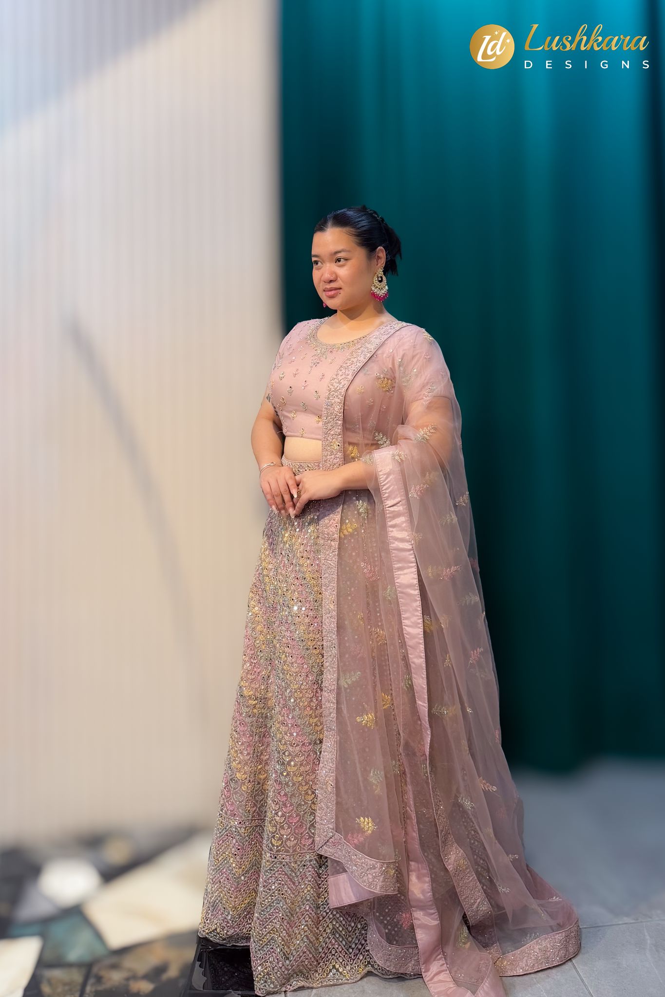 Lushkara Blush Pink Embellished Lehenga Set