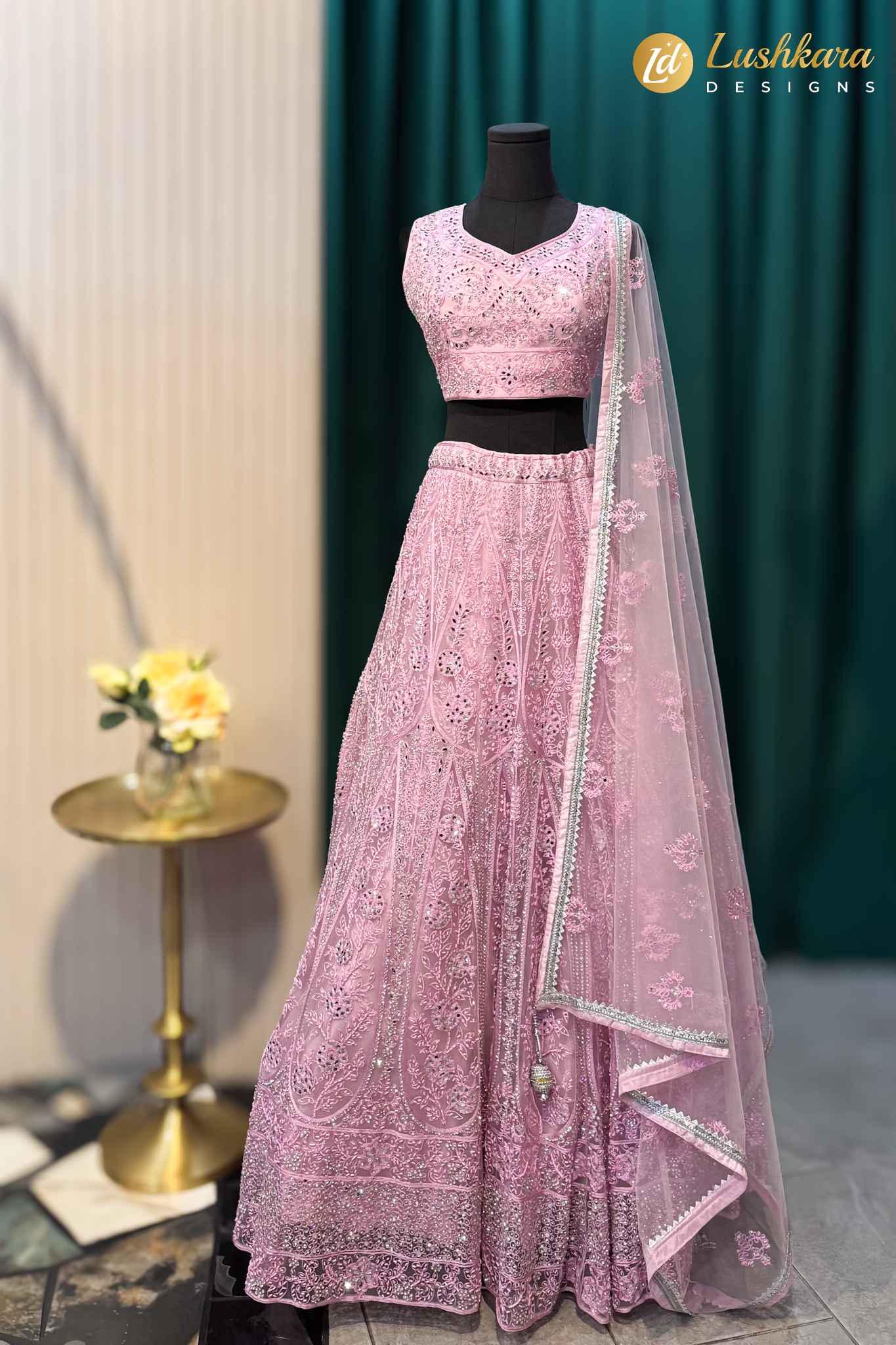 Lushkara Blush Pink Embroidered Lehenga Set