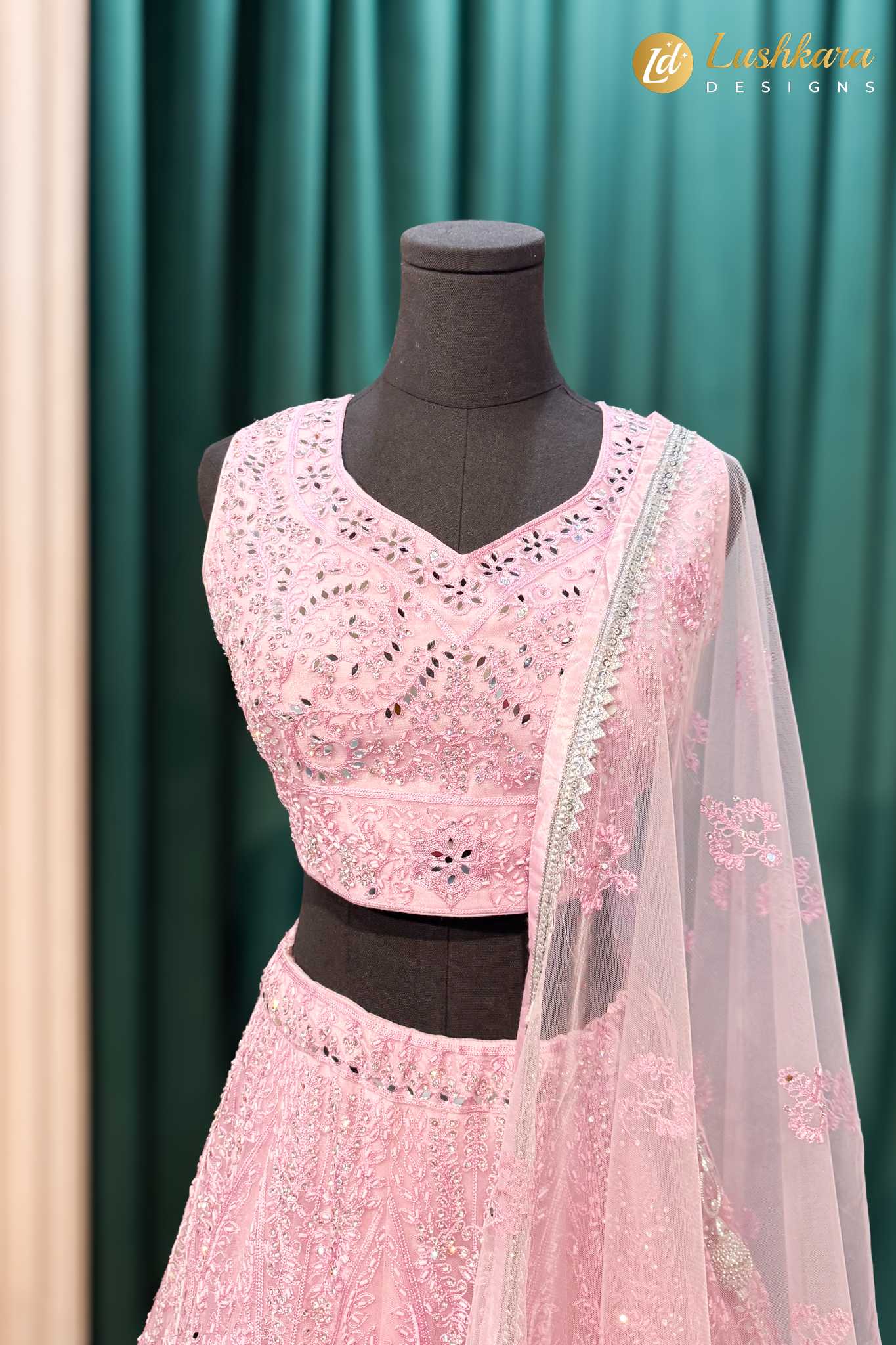 Lushkara Blush Pink Embroidered Lehenga Set