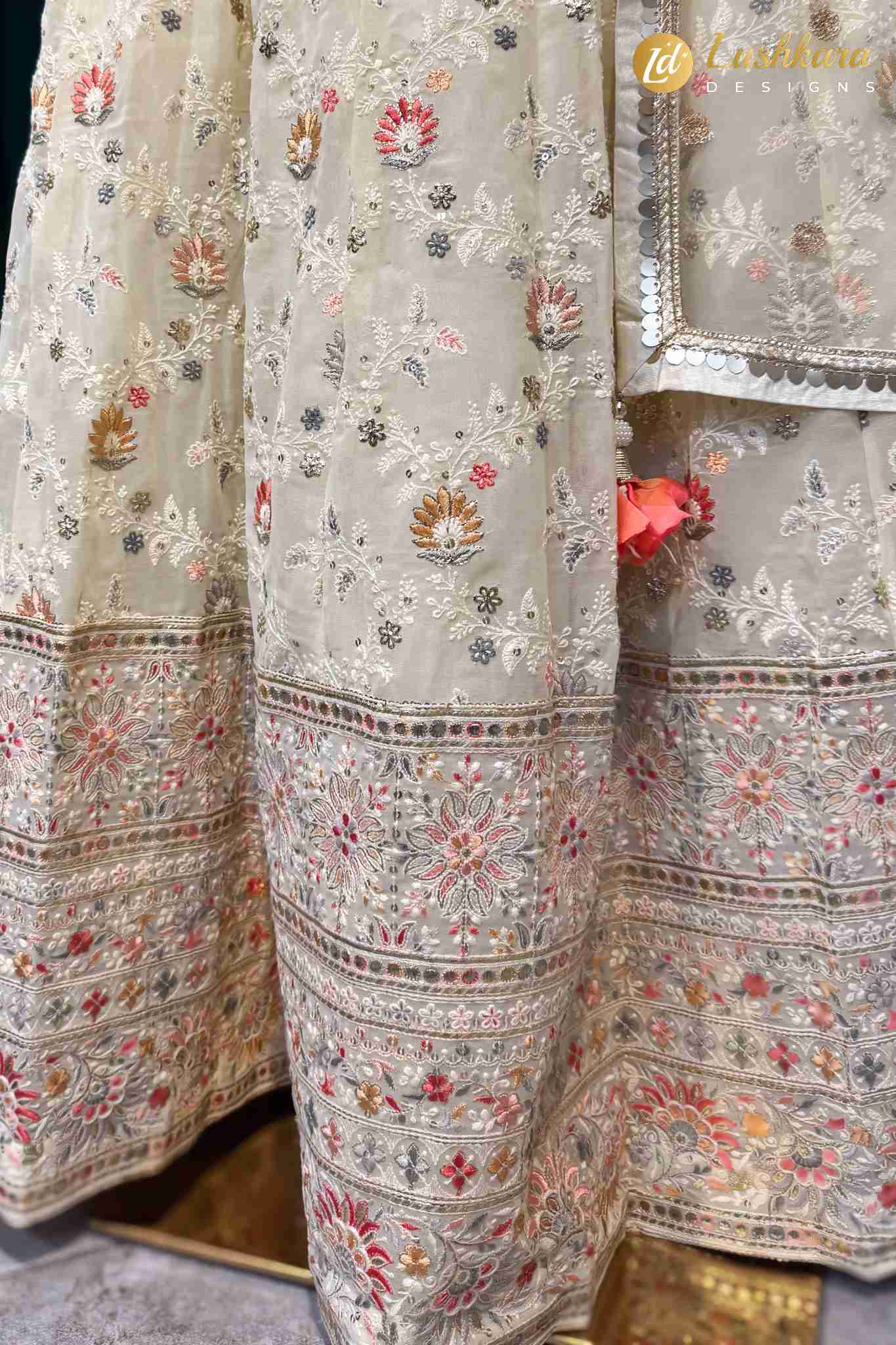 Lushkara Pastel Yellow Embroidered Lehenga Set