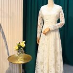 Lushkara Ivory Embroidered Net Gown